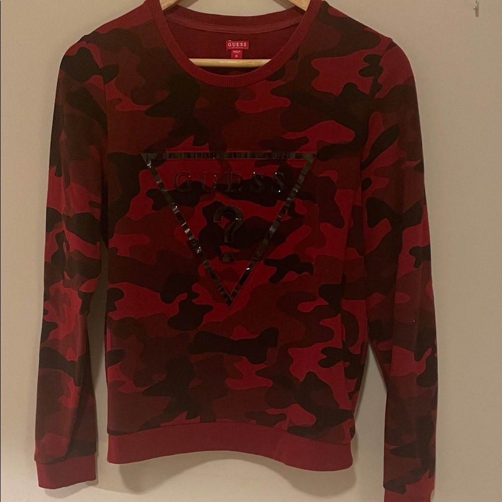 GUESS Maroon Knit Crewneck Sweater